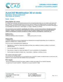 Formation AutoCAD 3D Rendu (3 jours)