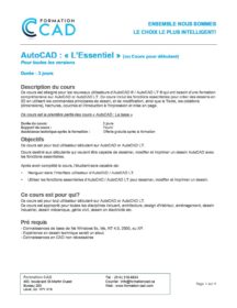 Formation AutoCAD 2D L'Essentiel (3 jours de semaine)