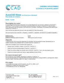 Formation AutoCAD 2D Base Générale (5 jours)