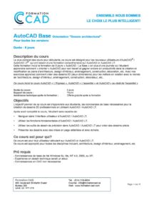 Formation AutoCAD Dessin 2D & 3D Complète - Architecture & Design (13 jours)