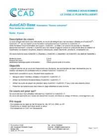 Formation AutoCAD 2D Base Dessin Mécanique & Industriel (6 jours)