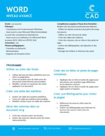 Formation Microsoft Word Avancé Formation Microsoft Word Avancé