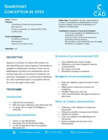 Formation SharePoint - Concepteur de sites Formation SharePoint - Concepteur de sites
