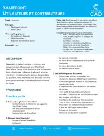 Formation SharePoint - Utilisateurs et contributeurs Formation SharePoint - Utilisateurs et contributeurs