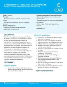 Formation Cybersécurité pour la direction et les gestionnaires Formation Cybersécurité pour la direction et les gestionnaires
